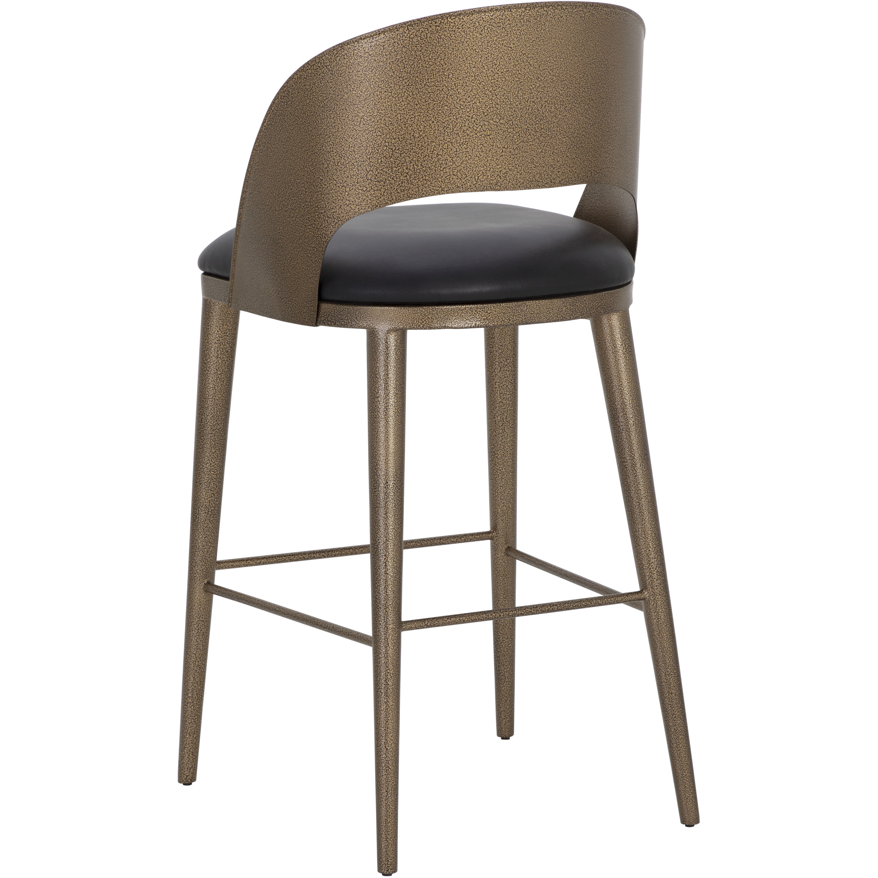 Dezirae 41 inch Antique Brass / Charcoal Black Leather Barstool